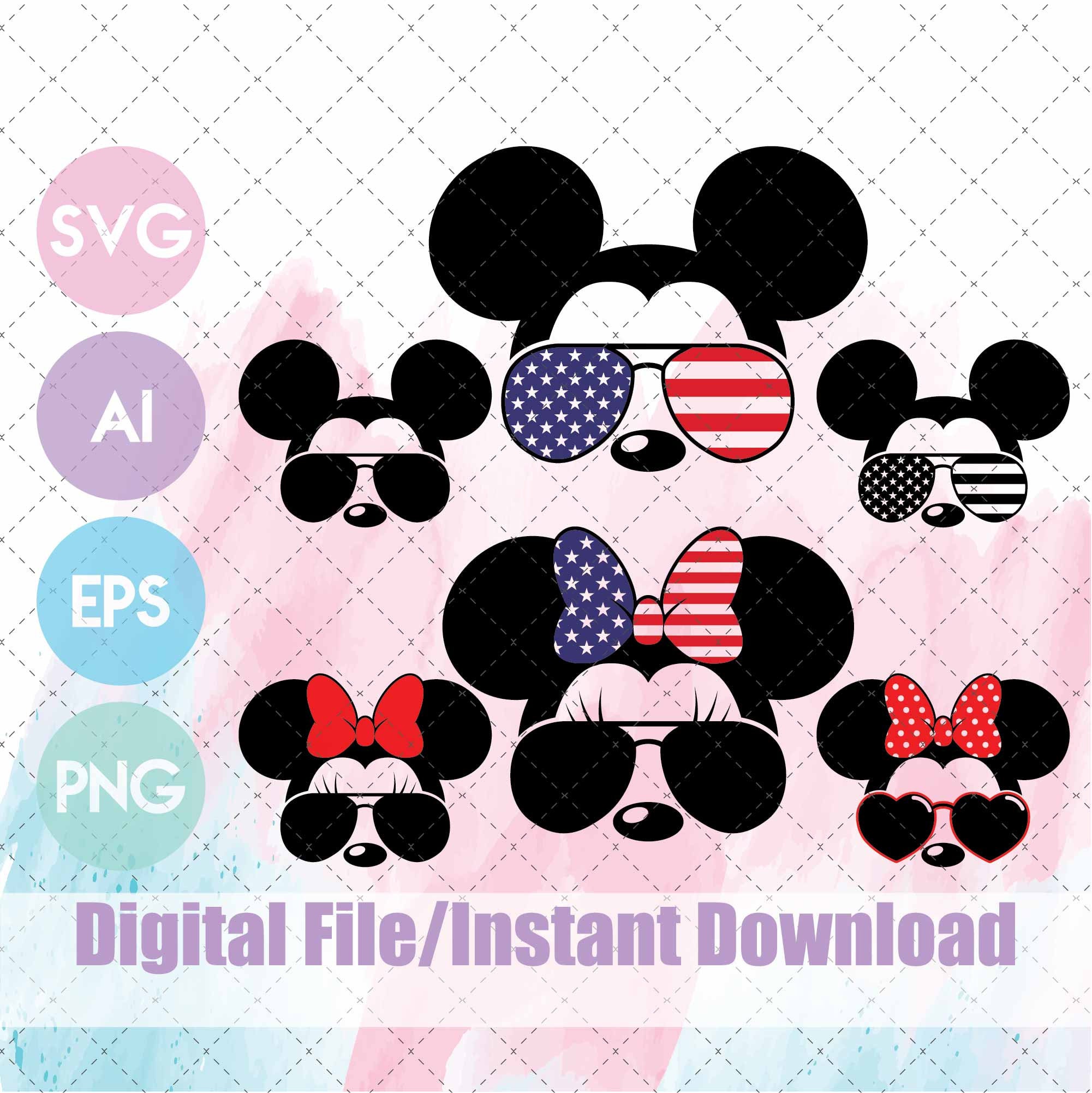 Mickey SVG Sunglasses, Mickey Mouse SVG, Minnie Ribbon Svg, Minnie Su…