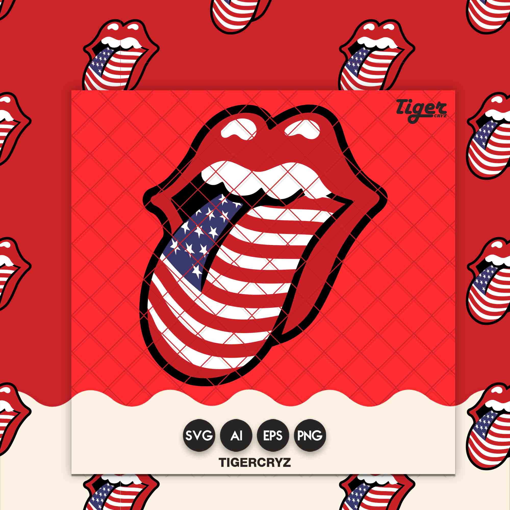 Red Lips American Flag Tongue Svg Ai Eps Png Instant - Etsy UK