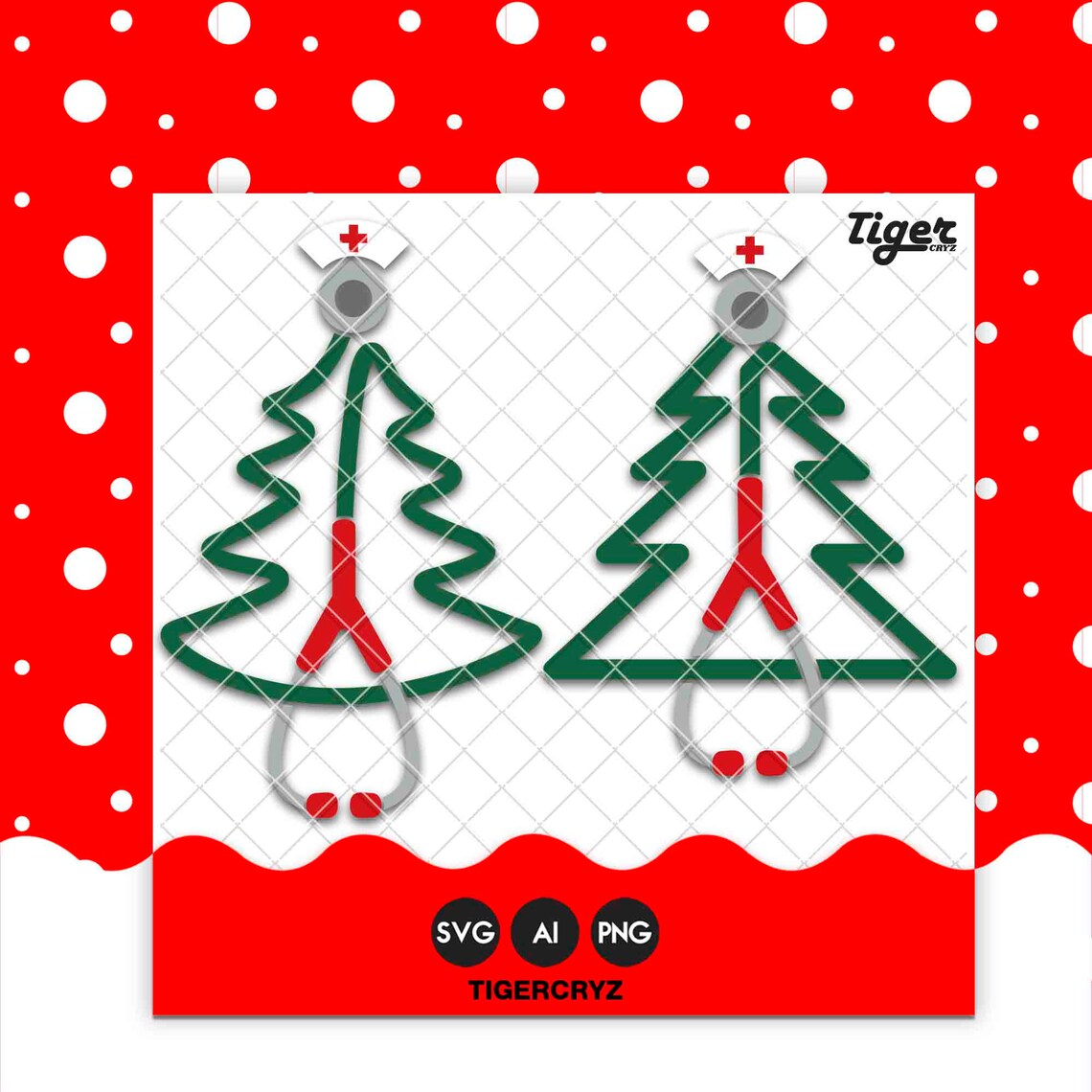 Medical Stethoscope Christmas Tree Svg Ai Png Etsy