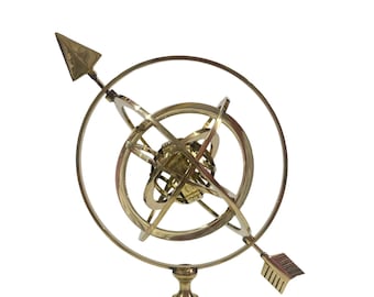 Nautical Brass Armillary Sphere with Arrow – Astronomical Globe, Steampunk Home Decor, Scientist Gift