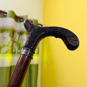 Handcrafted Wooden Walking Stick: Antique Finish Gentleman&#39;s Cane