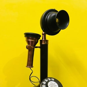 Copper Finish Candlestick Rotary Telephone: Working Landline Decor