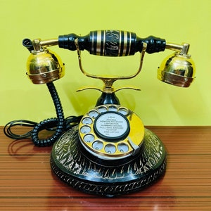 Brass Telephone, Black Finish Working Telephone, Rotary Dial Telephone, Landline Telephone, Housewarming Gift