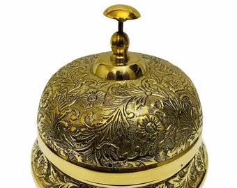Handmade Shinny Brass Desk Bell: Nautical Office Calling Bell