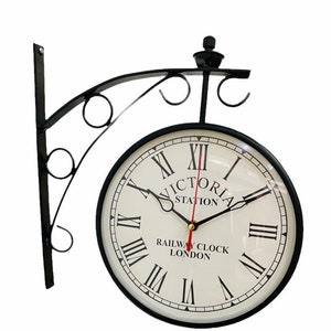 Double Sided Clock, Wall Clock, Victorian Station Clock, Railway Clock, Two Sided Clock, Hanging Clock, Home & Office Clock For Decor/Gift