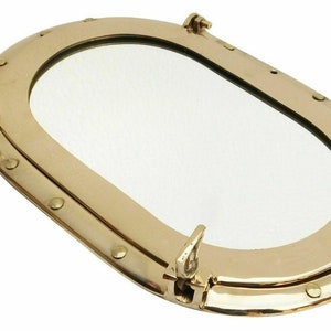 14&#39;&#39; Brass Oval Porthole, Window Door Porthole, Mirror Porthole, Ship Porthole, Wall Mirror Porthole, Home & Office Decor
