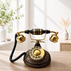 クリスマスプレゼント、木製電話、アンティーク電話、アンティーク固定