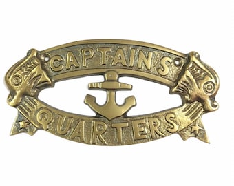 Captain’s Quarters Brass Sign – Nautical Maritime Wall or Door Decor