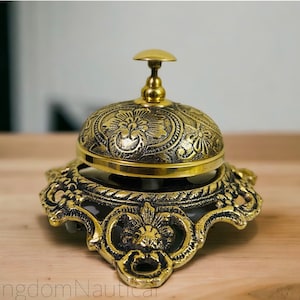 Brass Floral Desk Bell: Tabletop Service Bell
