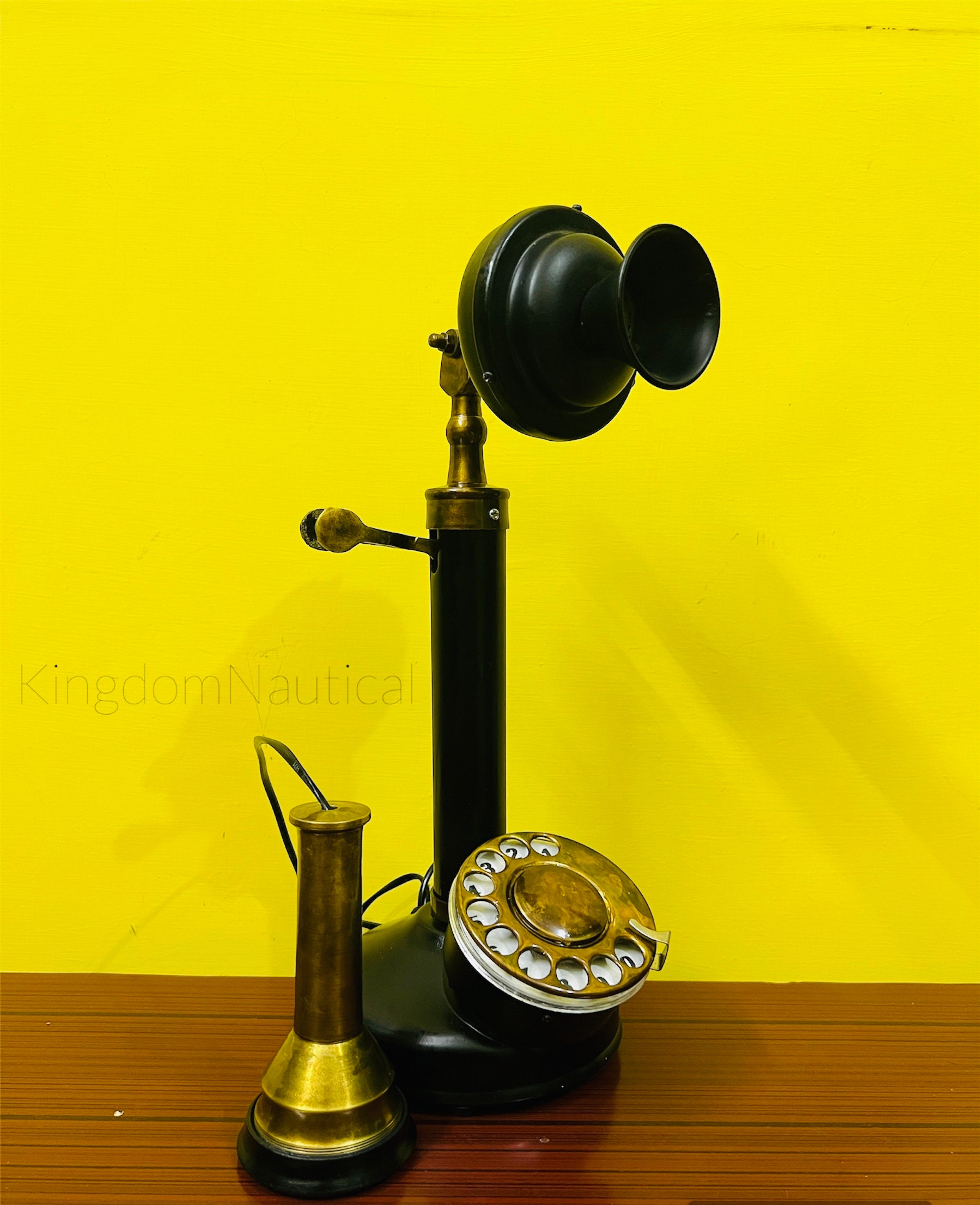 Steampunk Brass Candlestick Telephone | Vintage Rotary Dial