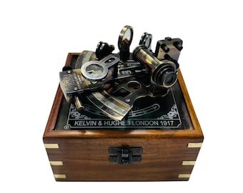 ヴィンテージ航海用真鍮製六分儀 - ケルビン＆ヒューズ ロンドン 1917