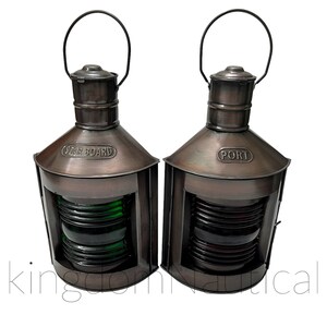 Port & Starboard Oil Lamps - Set Of 2 Copper Nautical Wall Lamps 9 Inch