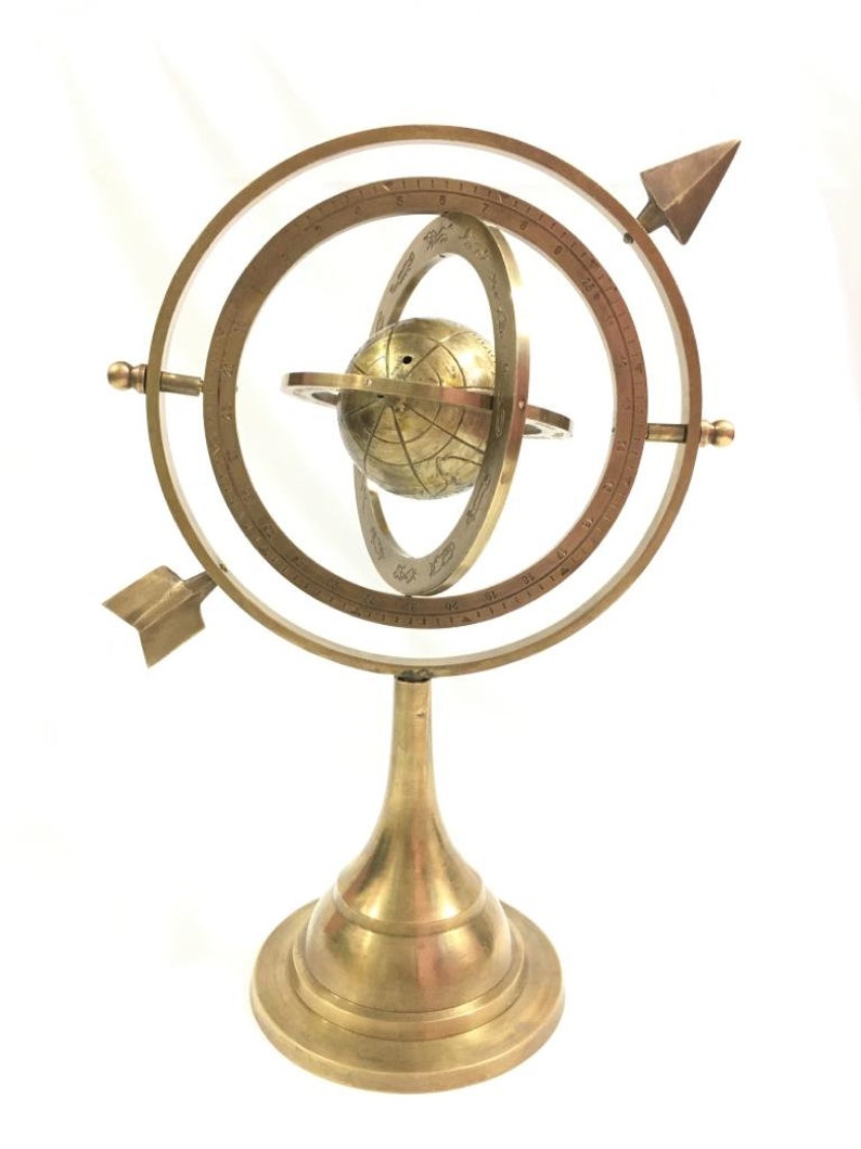 Nautical Brass Armillary Sphere With Arrow Antique Maritime Etsy