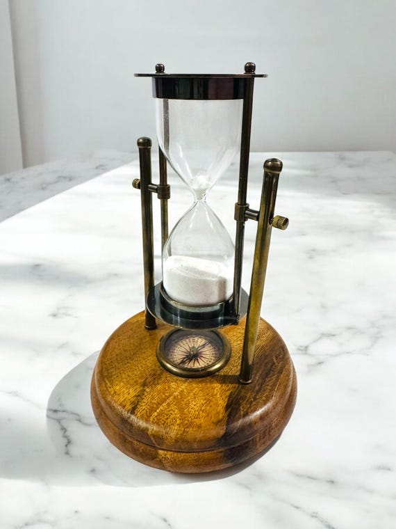 Reloj de arena náutico con base de brújula Temporizador de arena