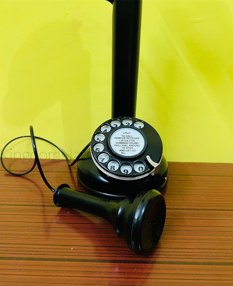 Nautical Full Black Candle Telephone, Unique Telephone, Black Finish