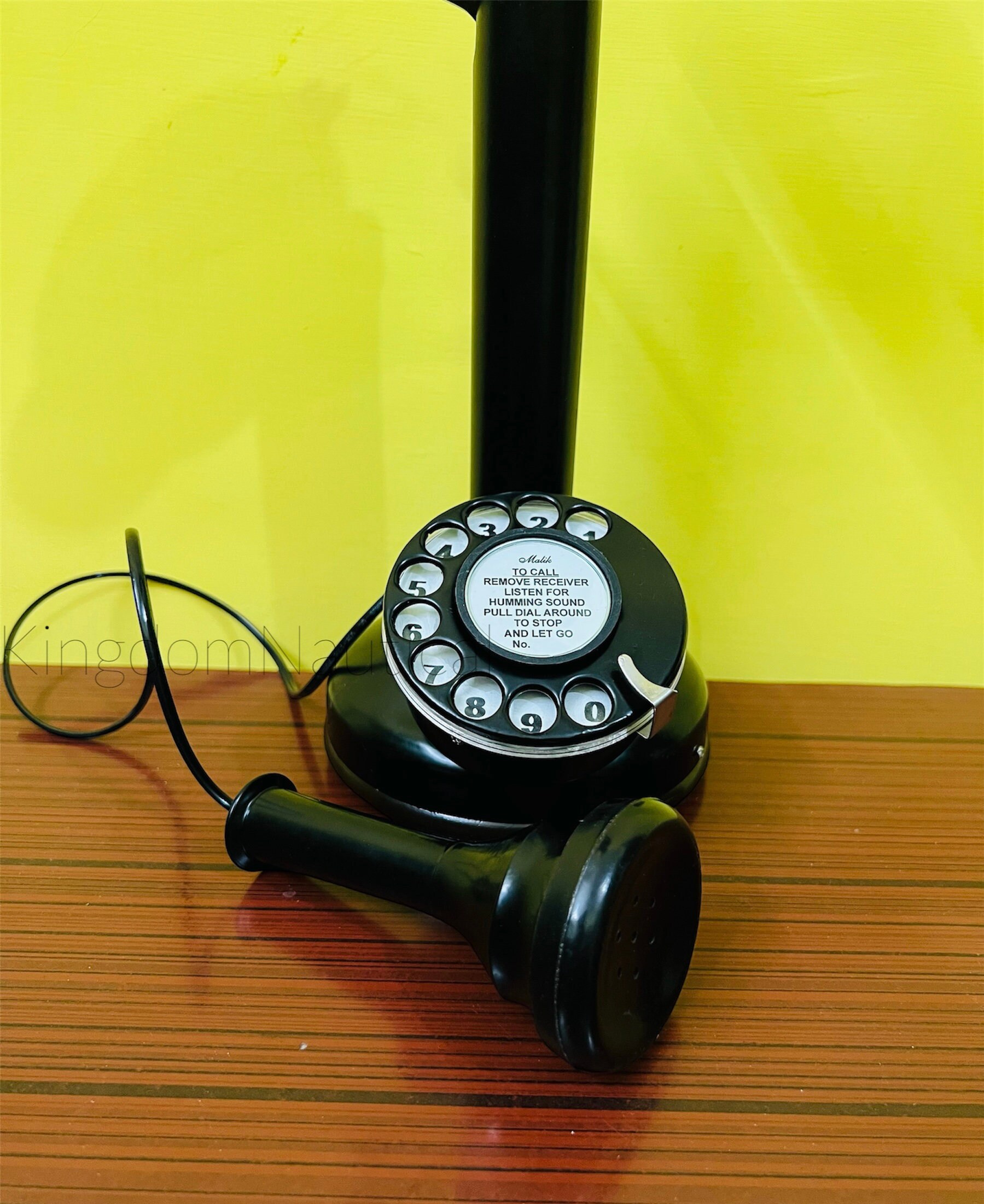 Nautical Full Black Candle Telephone, Unique Telephone, Black Finish