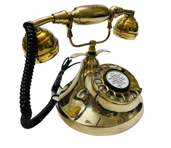 Nautical Maritime Shinny Brass Rotary Dial Working Telephone for