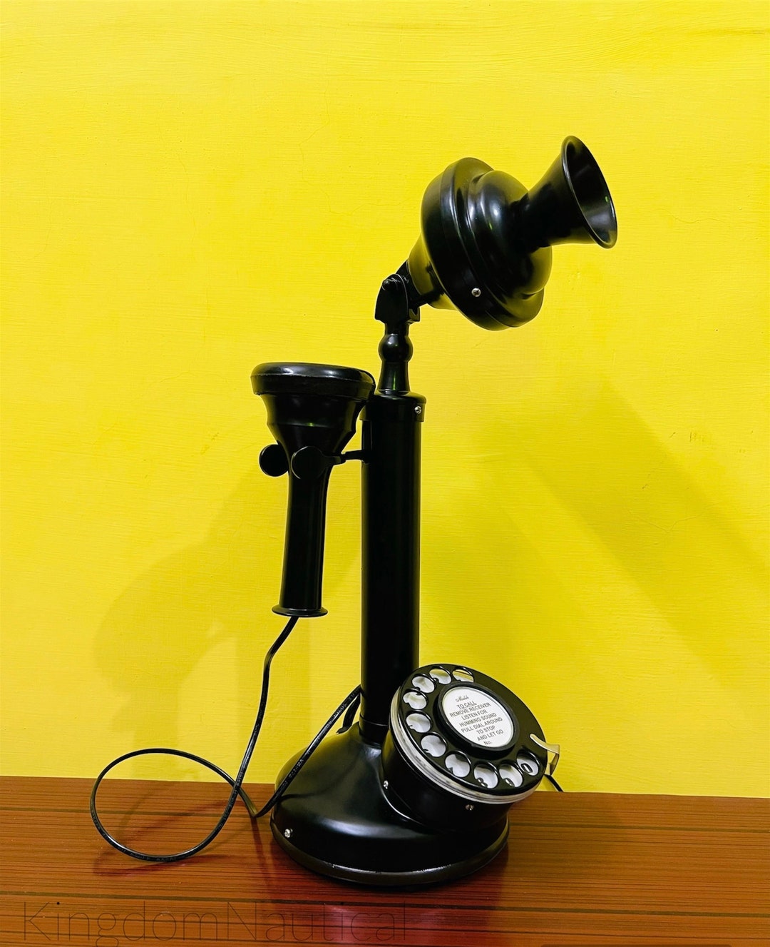 Nautical Full Black Candle Telephone, Unique Telephone, Black Finish