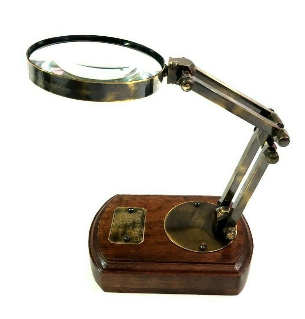 4" Brass Desk Magnifier Reading Glass Nautical Map Reader Desktop Magnifier 4" Brass Desk Magnifier Reading Glass Nautical Map Reader Desktop Magnifier