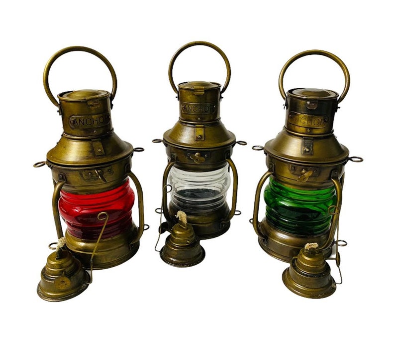 Set of 3 Oil Lamp Anchor Oil Lamp Oil Lantern Ship Oil Etsy