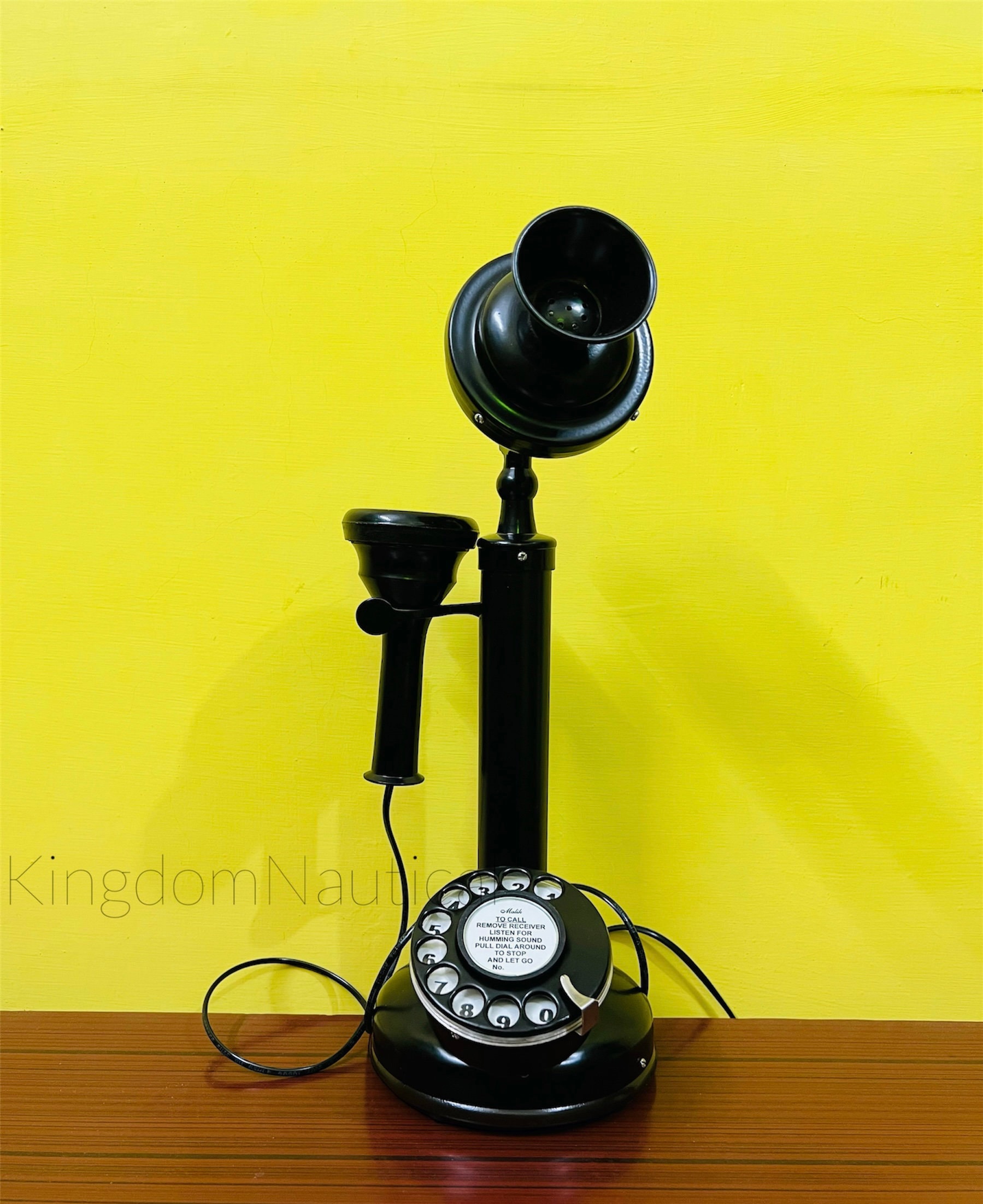 Nautical Full Black Candle Telephone, Unique Telephone, Black Finish