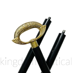 Brass Handle Wooden Walking Stick: Elegant Designer Cane