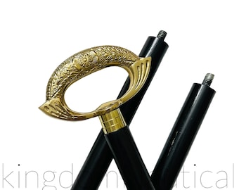 Brass Handle Wooden Walking Stick: Elegant Designer Cane