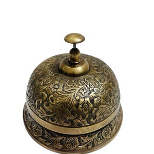 Messing Schreibtischglocke, Tischglocke, runde schwere Glocke, Hotelthekenglocke, Restaurantglocke, dekorative Glocke, verzierte Glocke, Rufglocke Bestes Geschenk
