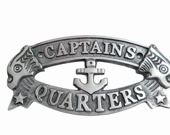 Captain's Quarters Aluminum Door Sign: Nautical Decor (4.0 x 7.5 inches)