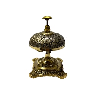 Messing Schreibtischglocke, verzierte Glocke, Rufglocke, Hochzeitsglocke, Tischglocke, Hochzeitsglocke, Taufgeschenk, Geburtstagsgeschenk, Glocke Dekor