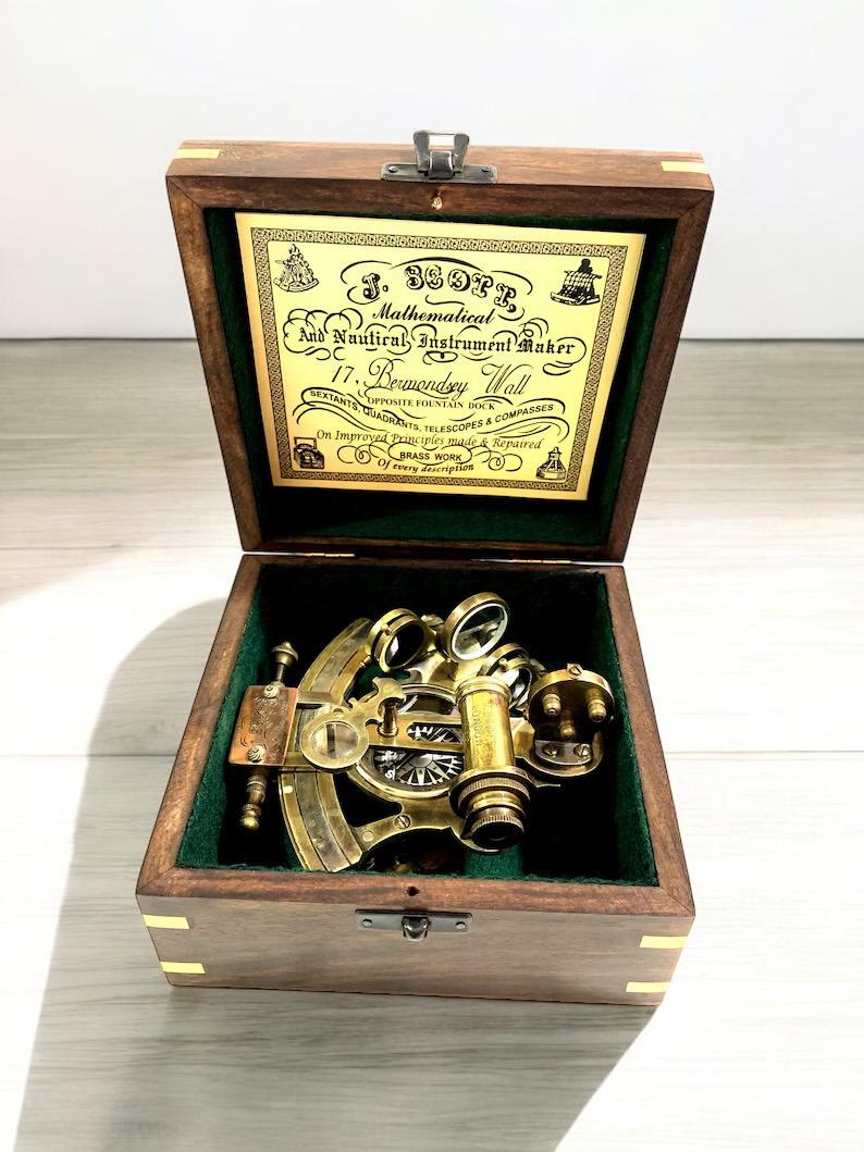 LAITON SEXTANT MARINE Fonctionnel Sextant Boussole Vintage Ancien