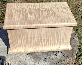 Handmade Curly Maple Keepsake Box with Bronze Hinges | Heirloom Wooden Jewelry & Memory Box