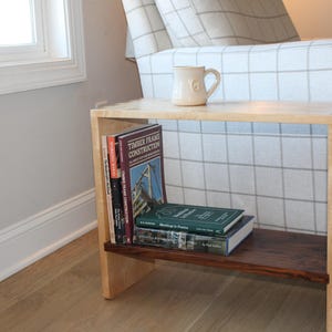 Solid Hardwood Side Table - Walnut - Curly Maple - Bookshelf