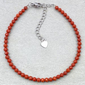 Red Jasper Bracelet - Minimalist Dainty Gemstone Jewelry, Healing Energy Accessory, Boho Chic Style