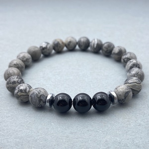 Karte Jaspis & Onyx Perlen Armband für Männer und Frauen, ätherische Öle Diffusor Schmuck, Naturstein spirituelle Heilung Geschenk