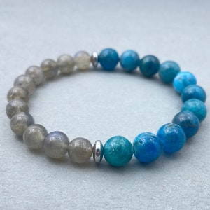 Labradorite Bracelet & Apatite Beaded Bracelet for Healing Energy, Unique Gemstone Jewelry, Gift for Her, Essential Oil Bracelet