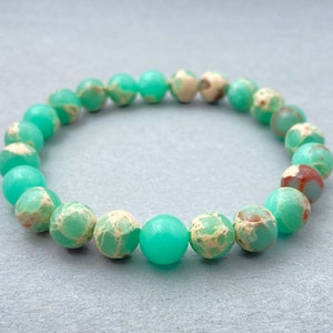 Sea Sediment Jasper Bracelet, Beaded Bracelet, Gift for Her, Gemstone Bracelet, Healing Bracelet, 8mm Beads, Friendship Bracelet, Crystals