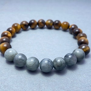 Cat&#39;s Eye & Tiger&#39;s Eye Bracelet, Beaded Bracelet, Gift for Her, Gemstone Bracelet, Healing Bracelet, 8mm Beads, Friendship Bracelet