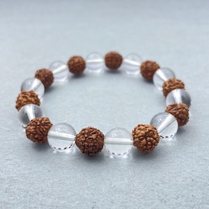 Rudraksha & Crystal Quartz Bracelet, Beaded Bracelet, Gift for Her, Gemstone Bracelet, Healing Bracelet, Friendship Bracelet, 8mm Beads