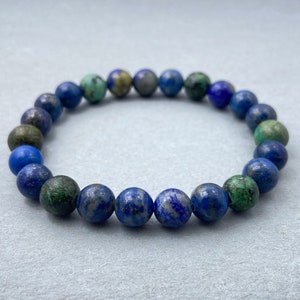 Lapis Lazuli & African Turquoise Beaded Bracelet: Boho Gemstone Jewelry