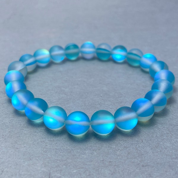 Matte Mystic Blue Aura Quarz Armband, Perlenarmband, Armbänder für Heilung, Armband für Geschenk, Männer Und Frauen Armband, Heilkristall