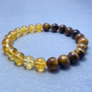 Tiger Eye & Citrine Beaded Bracelet: Healing Crystal Jewelry