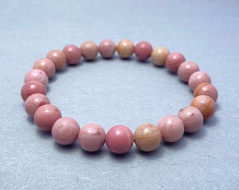 Bracelet rhodonite rose, bracelets pour la guérison, bracelet pour cadeau, bracelet hommes et femmes, cristal de guérison, perles de 8 mm, Boho, bracelet perlé
