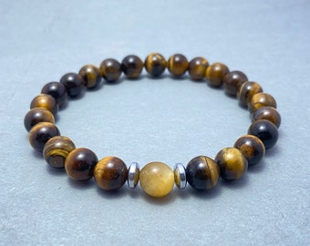 Tiger Eye Beaded Bracelet, Gift for Him