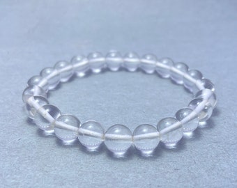 Crystal Quartz Beaded Bracelets, Natural Crystal, 8mm Stretch Bracelet Healing Bracelet,Meditation Yoga Birthstone Friendship Bracelets