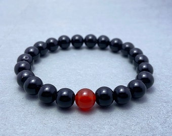 Black Onyx & Red Onyx Bracelet, Beaded Bracelet, Gift for Her, Gemstone Bracelet, Healing Bracelet, 8mm Beads, Friendship Bracelet, Crystals