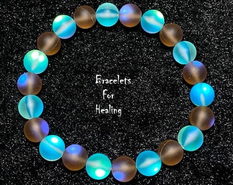 Matte Mystic Aura Quartz Bracelet, Beaded Bracelet, Bracelets for Healing, Bracelet for Gift, Men And Women Bracelet, Healing Crystal, 8mm