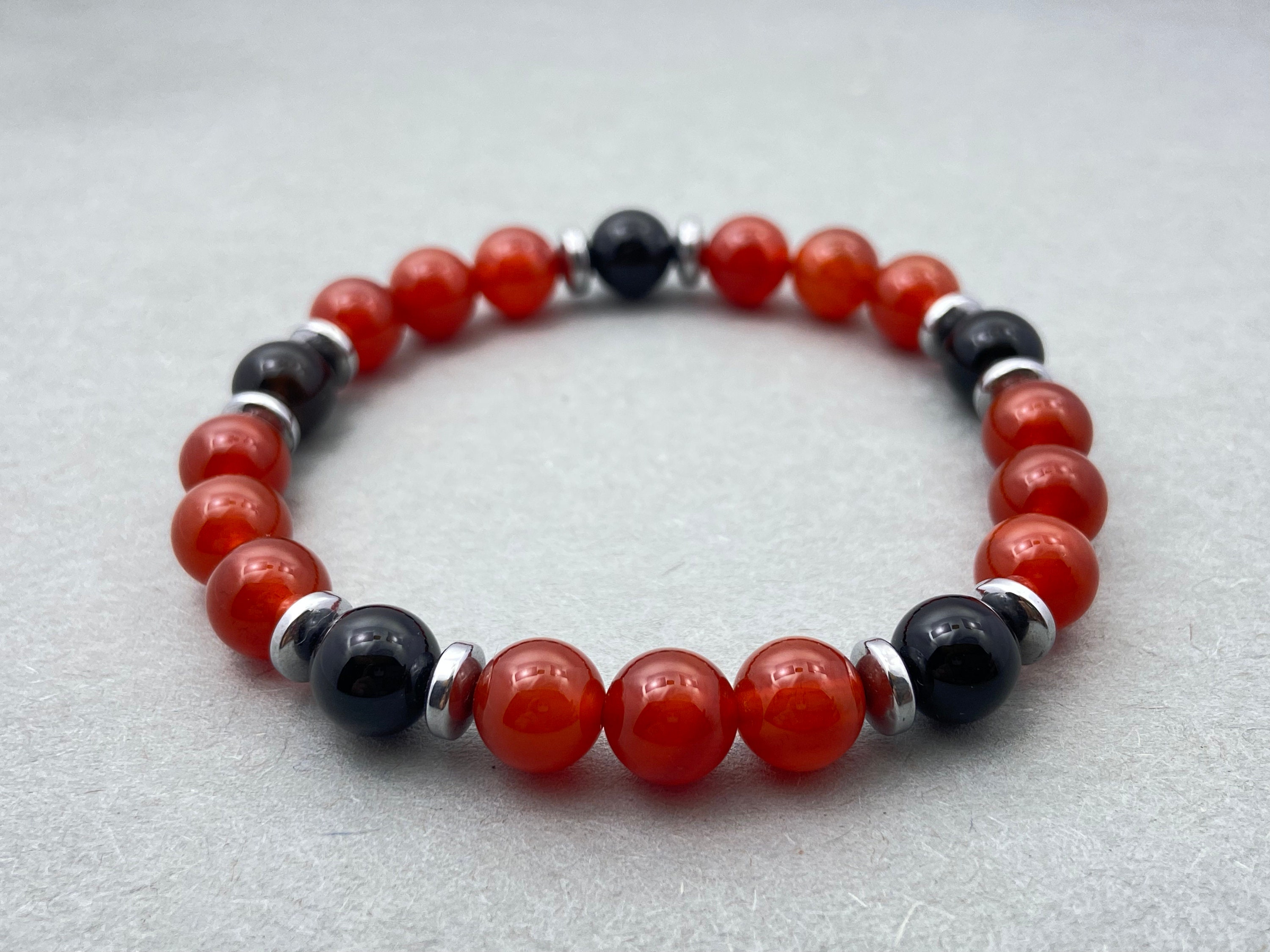 Faceted Red Carnelian & Lava Rock Healing Bracelet with Tibetan Silver -  GEM+SILVER