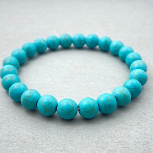 Turquoise Bracelet, Beaded Bracelet, Gift for Her, Gemstone Bracelet, Healing Bracelet, 8mm Beads, Friendship Bracelet, Crystal Bracelet
