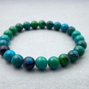 Chrysocolla Beaded Bracelet: 8mm Gemstone Healing Crystals